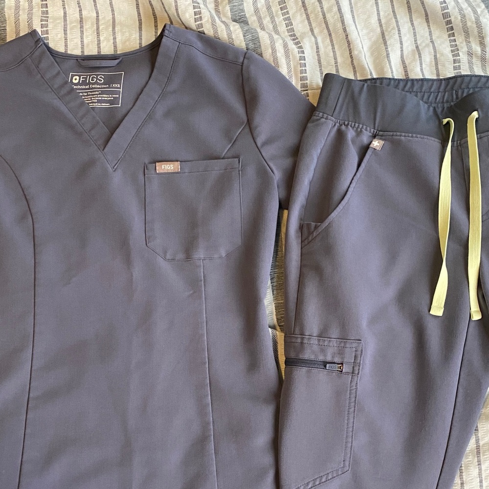 Figs gray top and Jogger Pants
